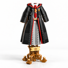 661-piece magician's robe building blocks set on its bronze stand, angled view with red lining and striped tie