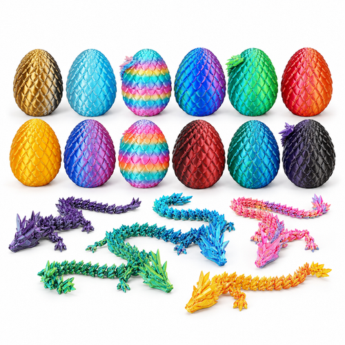 12 Pack 3D Printed Dragon Eggs with Articulated Dragons - alternate view