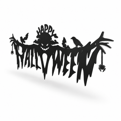 Gothic Halloween Metal Wall Art Decor Iron Haunted Plaque - alternate view