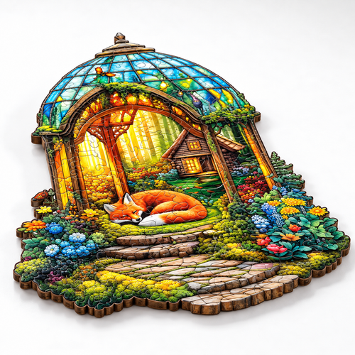 Enchanted Forest Gazebo Fox Wooden Puzzle Animal Pieces - alternate view