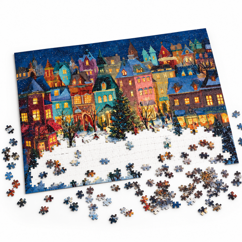 Christmas Snowy Street 1000 Piece Jigsaw Puzzle 15x10 In - alternate view