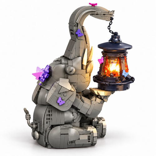 1077PCS Creative Elephant Building Blocks Lamp with LED Light - alternate view
