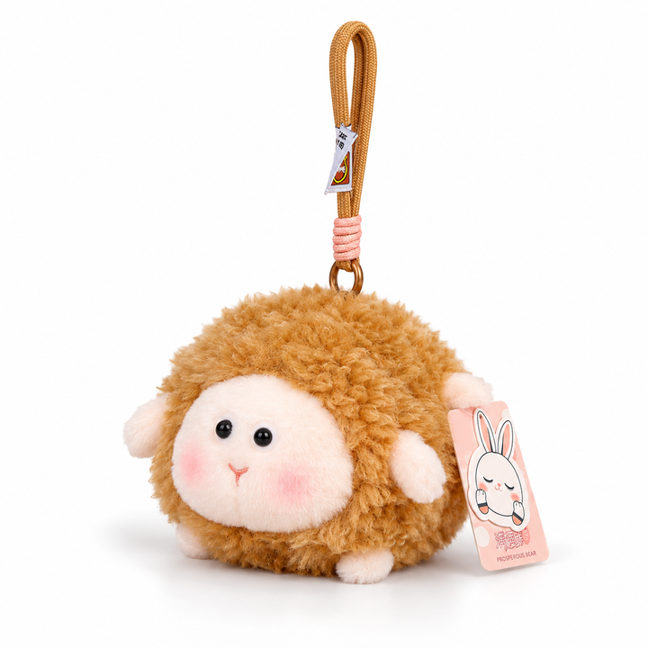 Cute Lying Sheep Plush Keychain Lamb Bag Pendant Charm - Brown
