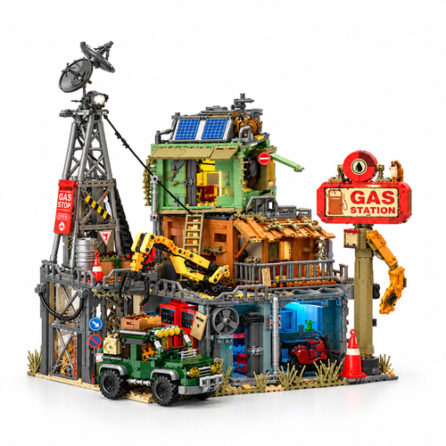 2043PCS Doomsday Gas Station Building Blocks MOC Street View Set - alternate view