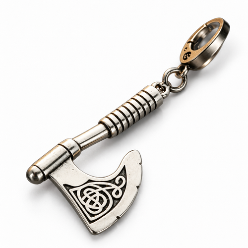 Punk Style Axe Pendant Keychain Metal Gothic EDC Key Fob - hero view
