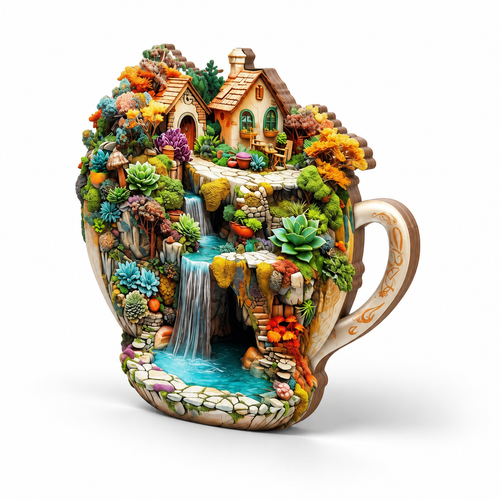 Dreamy Tea Cup Garden Wooden Puzzle - Unique Shape Jigsaw for Kids - alternate view