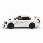 Side profile of The Arctic EVO 336-piece white sports car brick model with rear wing - Toylvia