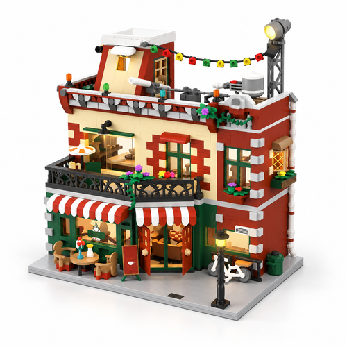 City Coffee House Building Set | 1589PCS Cafe with Stage Lights | Toylvia - alternate view