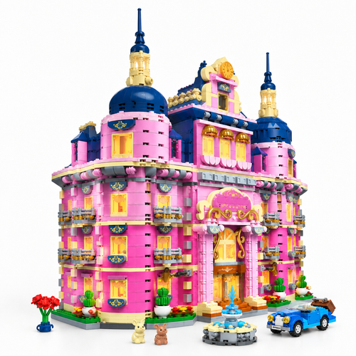 Pinkspire Estate House Building Set | 1815PCS Villa with Lights | Toylvia - alternate view