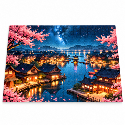 Sakura Town 1000 Piece Jigsaw Puzzle 50x70cm Art Decor - alternate view