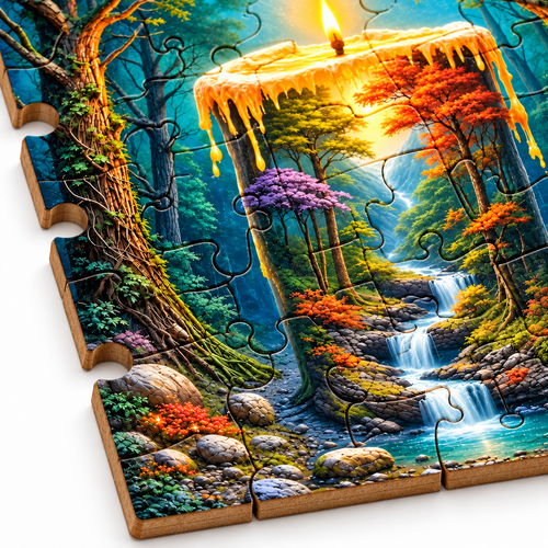 Luminary Glow: High-Difficulty Candlelit Scenery Wooden Puzzle - alternate view