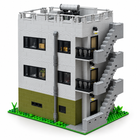 Rear view of Japanese Sushi Shop building-block set showing exterior staircase