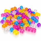 60-piece squishy jelly building blocks loose pile in translucent colours