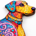 Close-up of the Great Dane wooden puzzle head, collar and swirl pattern with interlocking cut lines