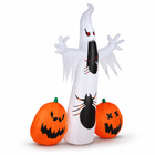 Giant Halloween inflatable ghost and pumpkins three-quarter view with lights off