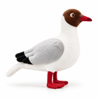 24cm gull plush side profile facing right with brown head, red beak and red feet