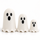 3PCS Halloween 3D printed ghost spring decor set in three graduated sizes, large, medium and small