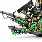 Flying Dutchman pirate ship building set close-up of the shark-jaw bow with white teeth and green seaweed pieces