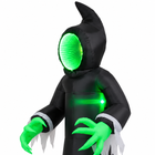 Close-up of glowing green mirror face, green hands and ragged cuffs on 8FT inflatable ghost - Toylvia