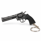 Gun Color miniature alloy revolver keychain, studio product view.