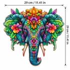 Tropical floral elephant wooden puzzle size: 29 cm x 29 cm (11.41 in x 11.41 in).