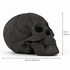 Black ceramic fire pit skull size: 8.5 in (21.6 cm) long, 6 in (15.2 cm) tall