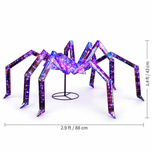 3FT Light-Up Iridescent Halloween Spider 340 Purple LEDs - alternate view