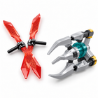 Dark Wanderer mecha interchangeable weapons: two red brick swords and a grey claw cannon