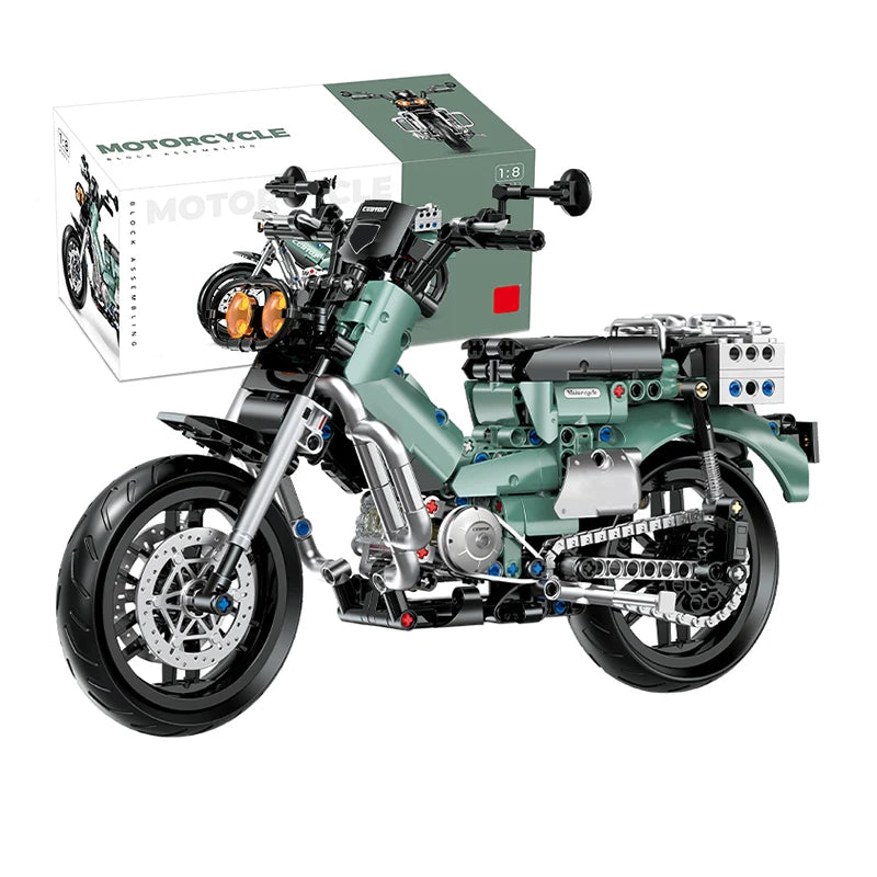 1:8 City Racing Motorcycle Technical Building Bricks Set