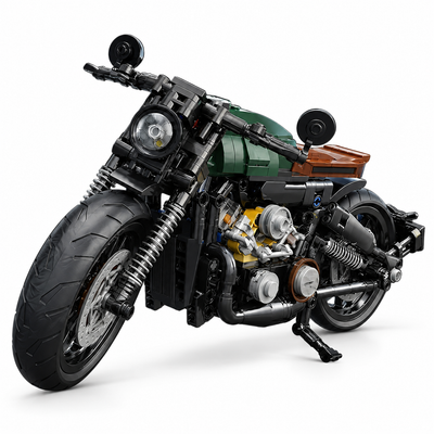 1:8 Scale Retro Cruiser Motorcycle Building Blocks 606pcs