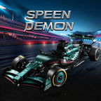 Formula 1 car on a racetrack with 'Speen Demon' text above