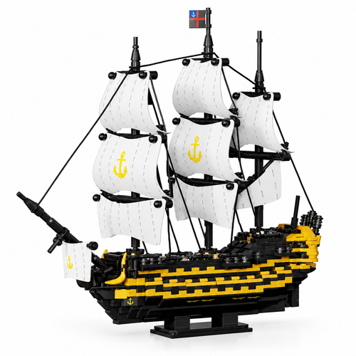 1045pcs HMS Victory Sailing Ship Building Blocks Model Kit - alternate view