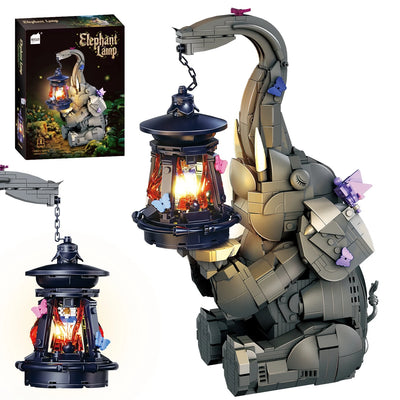 1077PCS Creative Elephant Building Blocks Lamp with LED Light