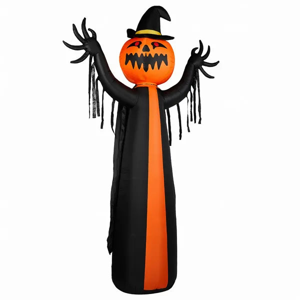 10FT Inflatable Pumpkin Ghost Rotatable Head Cape LED Decor
