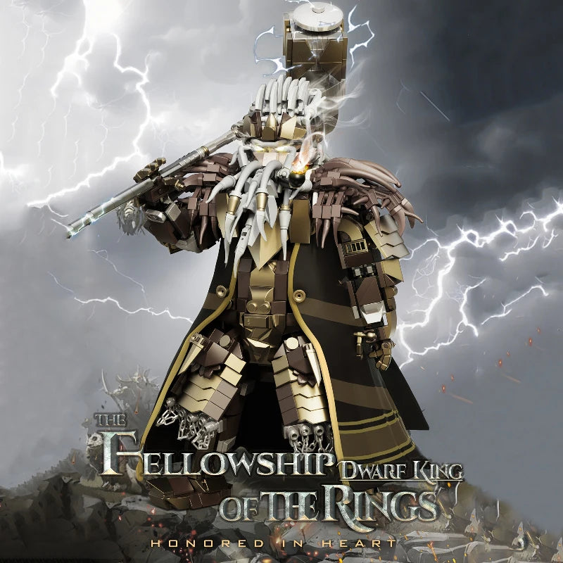Futuristic warrior figure with stormy background and 'The Fellowship of the Rings' text.
