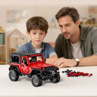 Red Wrangler-Style 4x4 Off-Road SUV Building Blocks – 1313-Piece Model Kit
