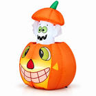 2.8FT Halloween Inflatable Animated Pumpkin Ghost LED Decor viewed three-quarter left on white