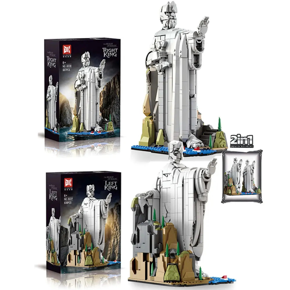 2-in-1 King Stone Statue Bookend Building Blocks Model Set