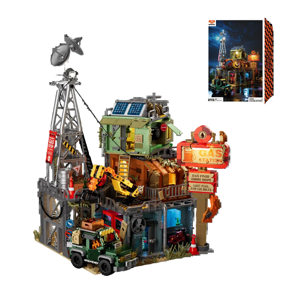 2043PCS Doomsday Gas Station Building Blocks MOC Street View Set
