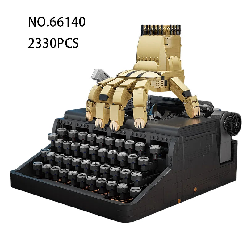 2330pcs Creative Nostalgia Wednesday Typewriter Assembly Building Blocks Set – Desktop Collectible Secondary image