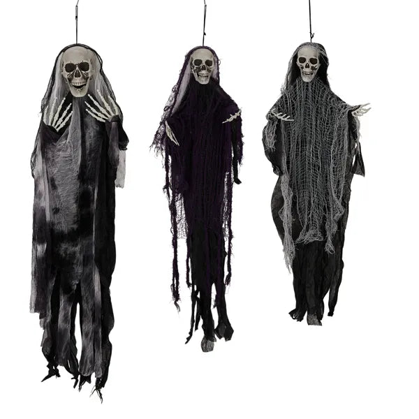 3-Pack Hanging Halloween Skeleton Ghost Grim Reaper Props