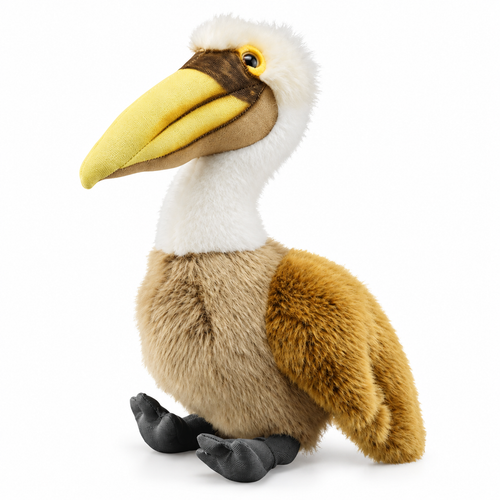 30CM lifelike pelican plush toy on a clean white studio background.