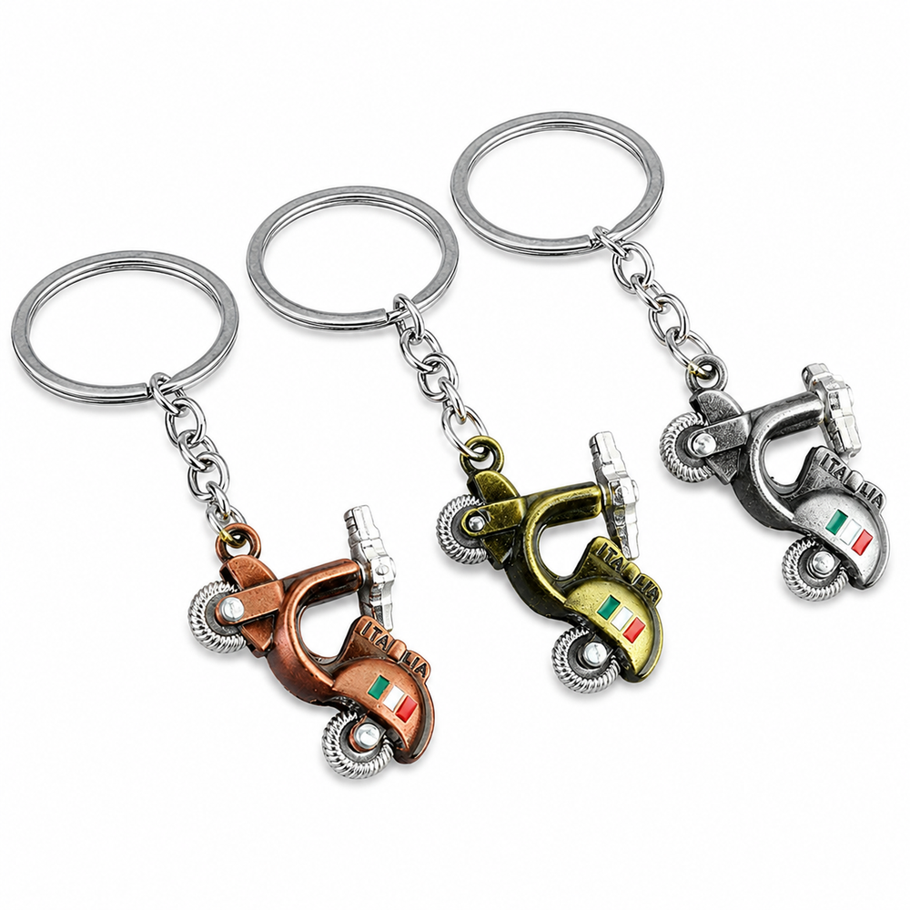 3D Vintage Scooter Keychain – Metal Motorcycle Vespa Keychain