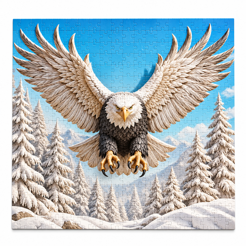 3D Carved Eagle Jigsaw Puzzle 1000 Pieces - Realistic Relief Art product photo
