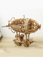3D Wooden Airship Puzzle Model - Mechanical DIY Building Kit for Adults