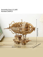 3D Wooden Airship Puzzle Model - Mechanical DIY Building Kit for Adults