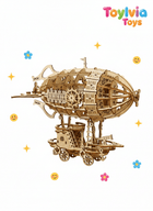 3D Wooden Airship Puzzle Model - Mechanical DIY Building Kit for Adults