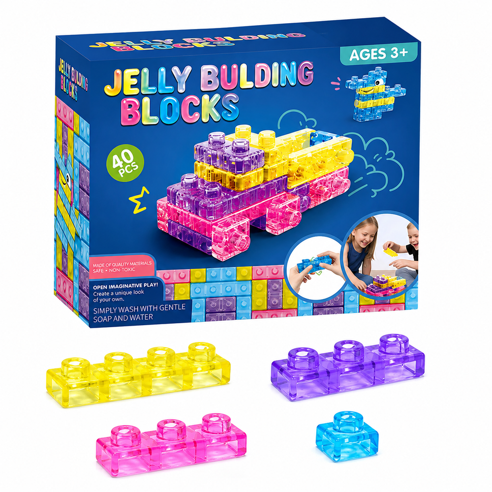40-Piece Squishy Jelly Building Blocks Sensory Toy Set
