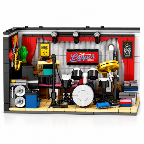 499PCS Jazz Club Street Scene Building Blocks Model Kit