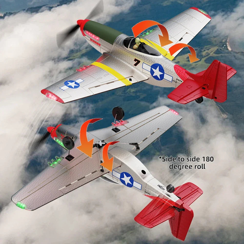 Two model airplanes performing aerial maneuvers against a cloudy sky background.